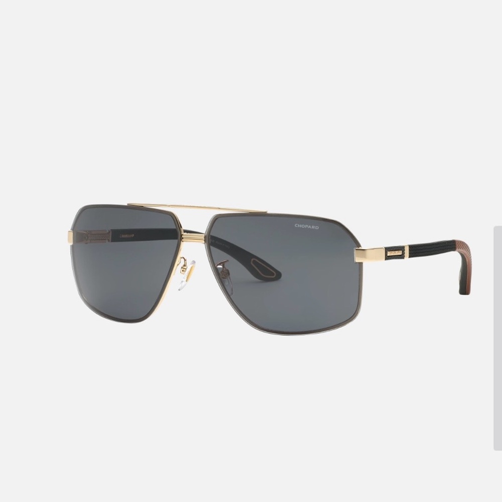 Chopard Men’s Classic Racing Sunglasses in Gold & Brown. NWT